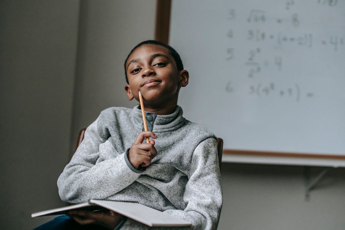 Student engaged in creative problem-solving